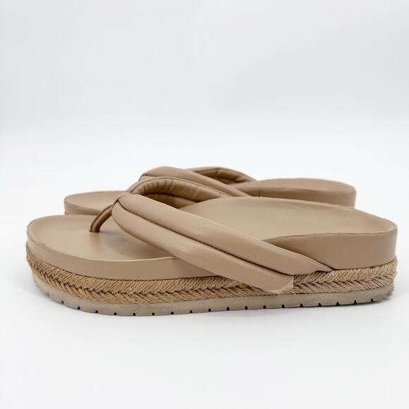 Vince Tan Leather Thong Espadrille Sandals Padded Casual Resort Womens Size 8 - Picture 5 of 11